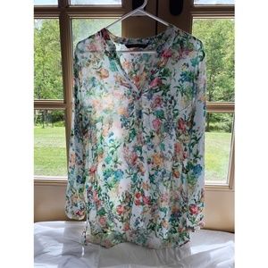 Zara Floral Popover V-Neck Tunic - Small